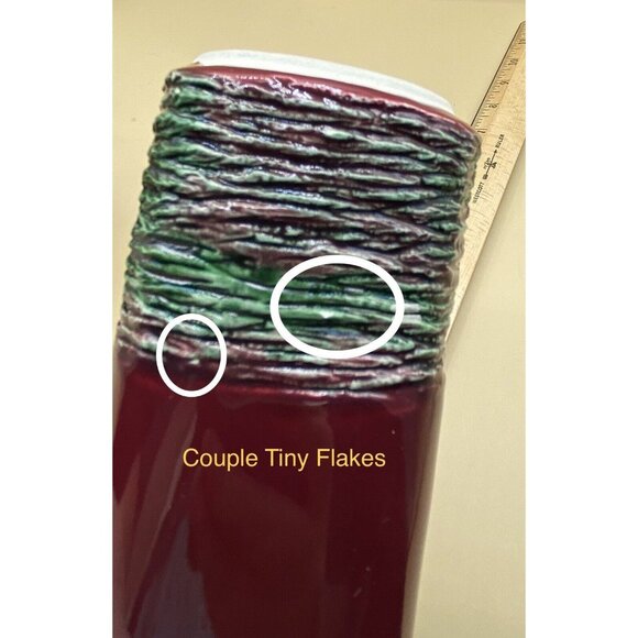 Mid Century Aborn California Pottery 5.5” Red Tree Bark Vase R-1 LOT 2 Matching - Picture 11 of 12